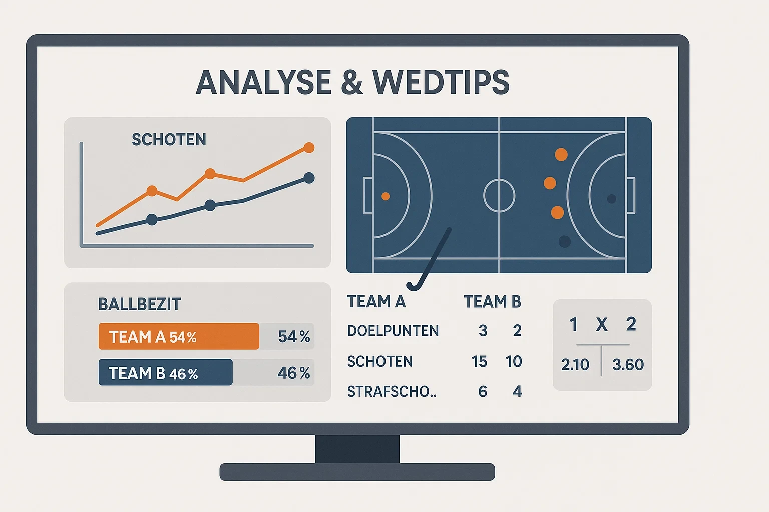 Analytisch dashboard met hockeystatistieken en wedtips voor succesvolle voorspellingen
