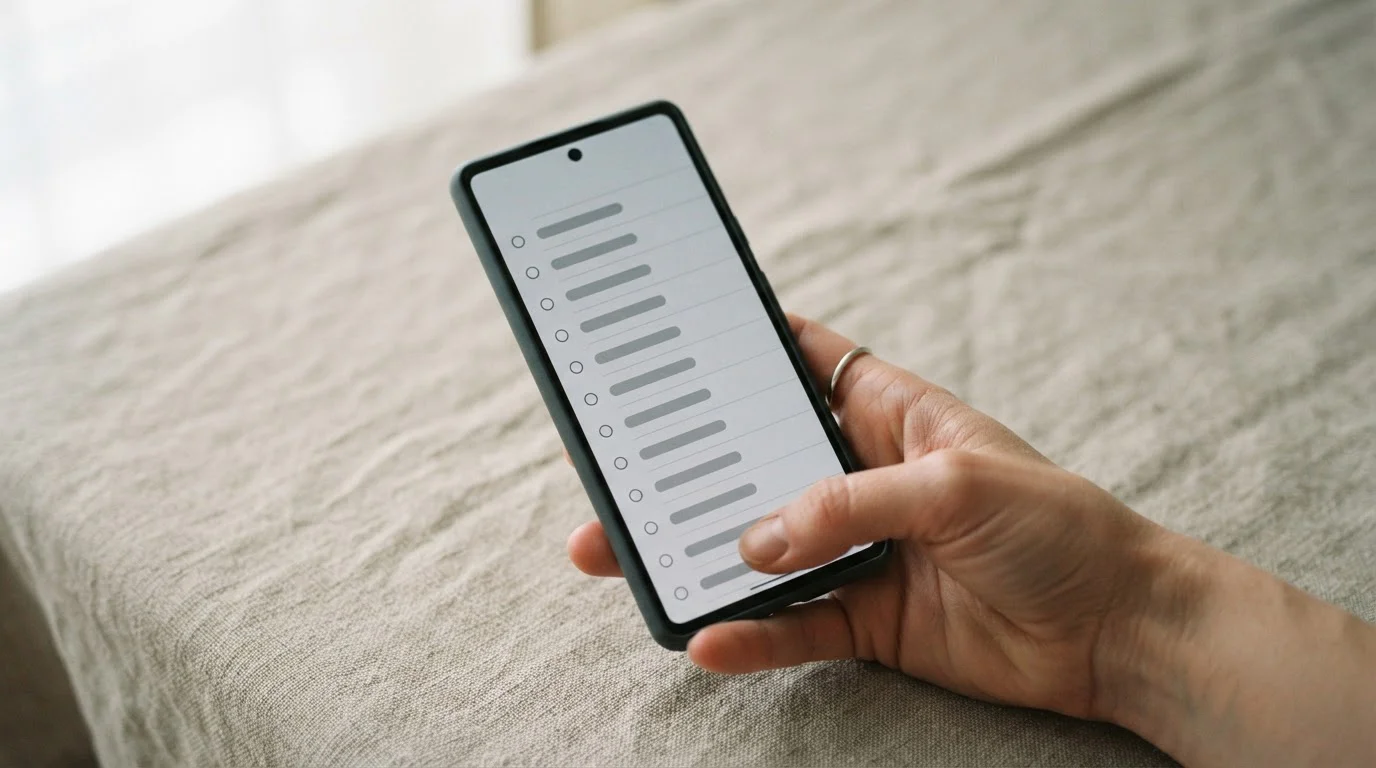 Telefoon die een bankkeuze toont als eerste stap in een betaalproces