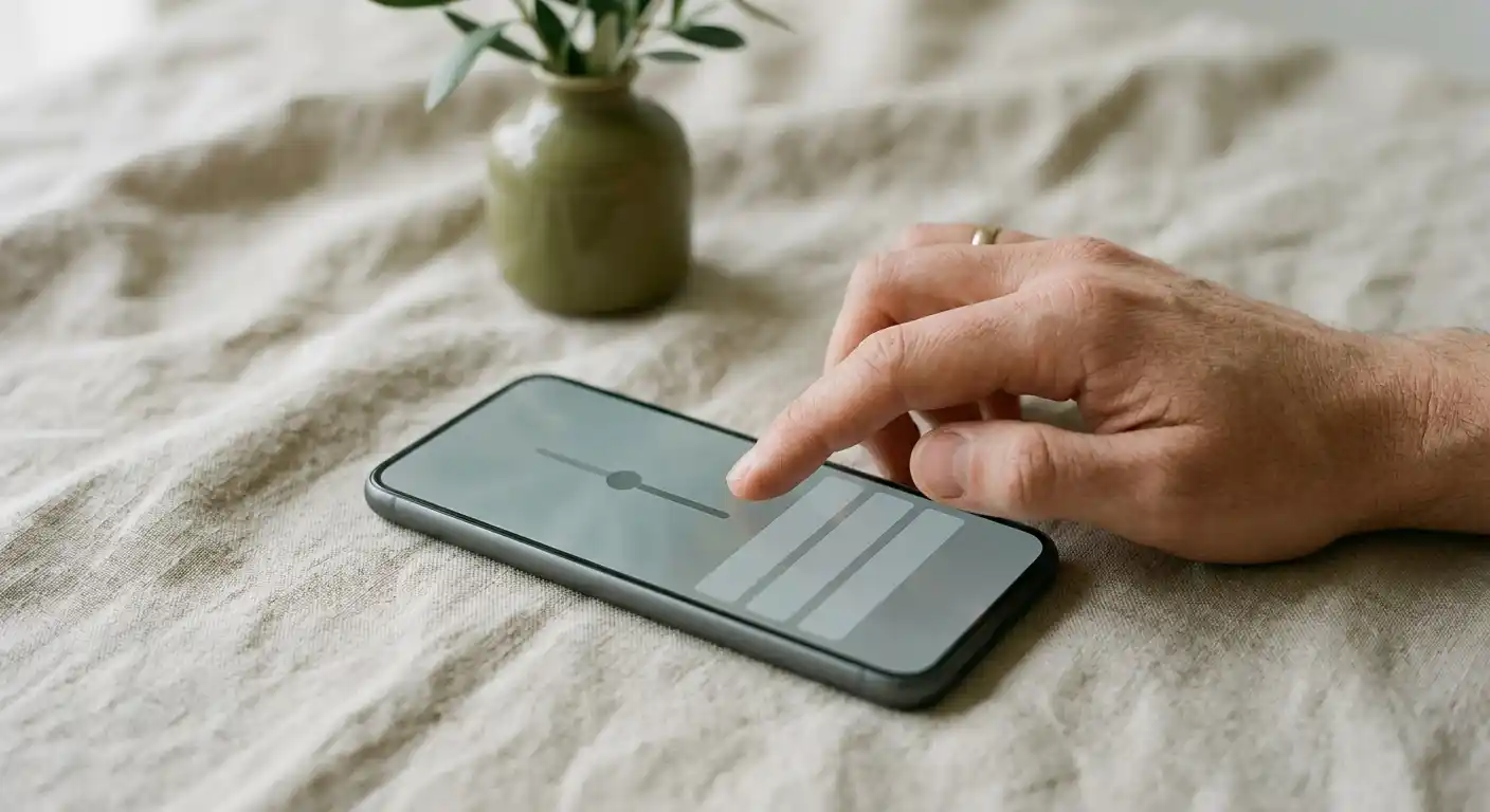 Hand die een schuifregelaar op een telefoon aanraakt bij een limietinstelling