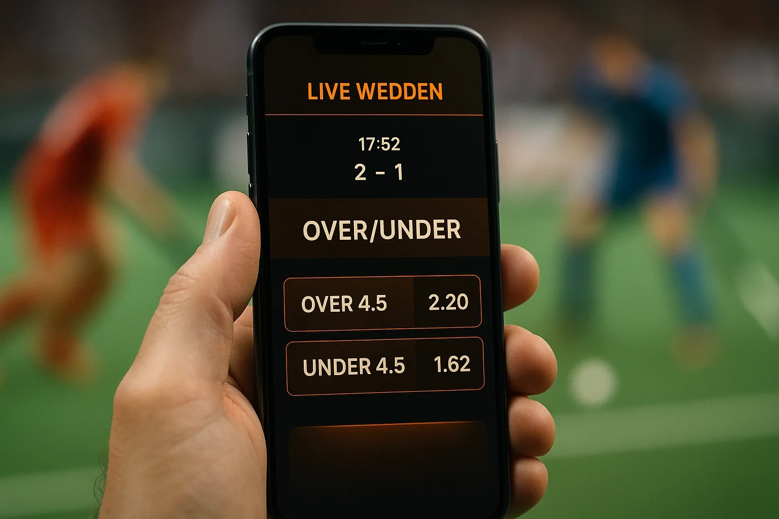 Live wedden interface met hockey over under opties tijdens wedstrijd