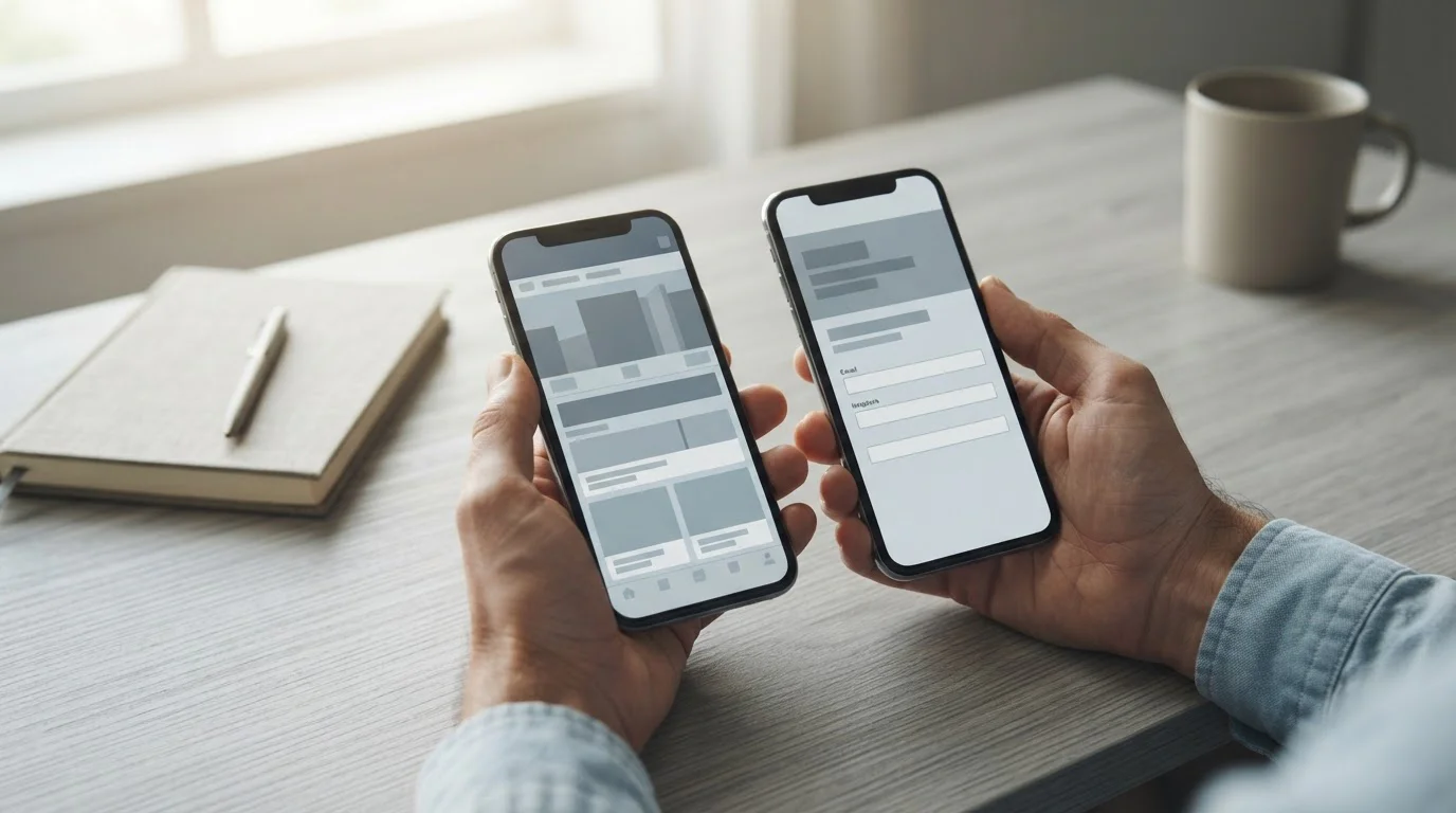 Speler wisselt op de telefoon van een sport-app naar de bankapp voor identificatie