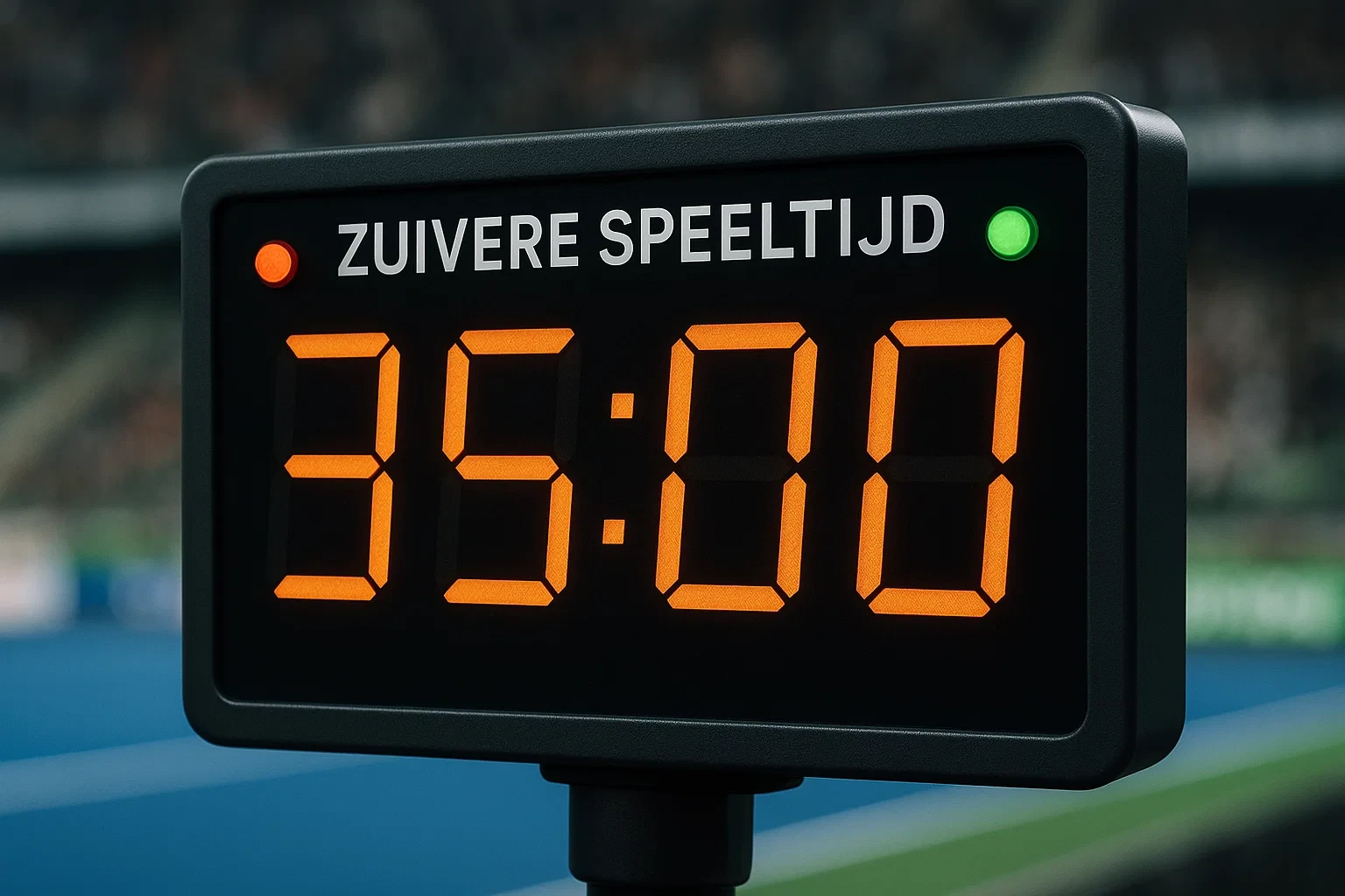 Close-up van digitale hockeyklok die zuivere speeltijd toont
